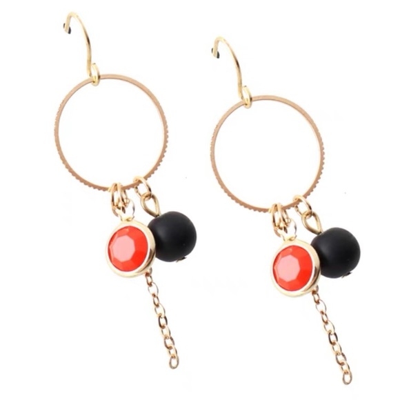 ❣️$25/3❣️Orange Black Beads Dangle Earrings - Picture 3 of 9